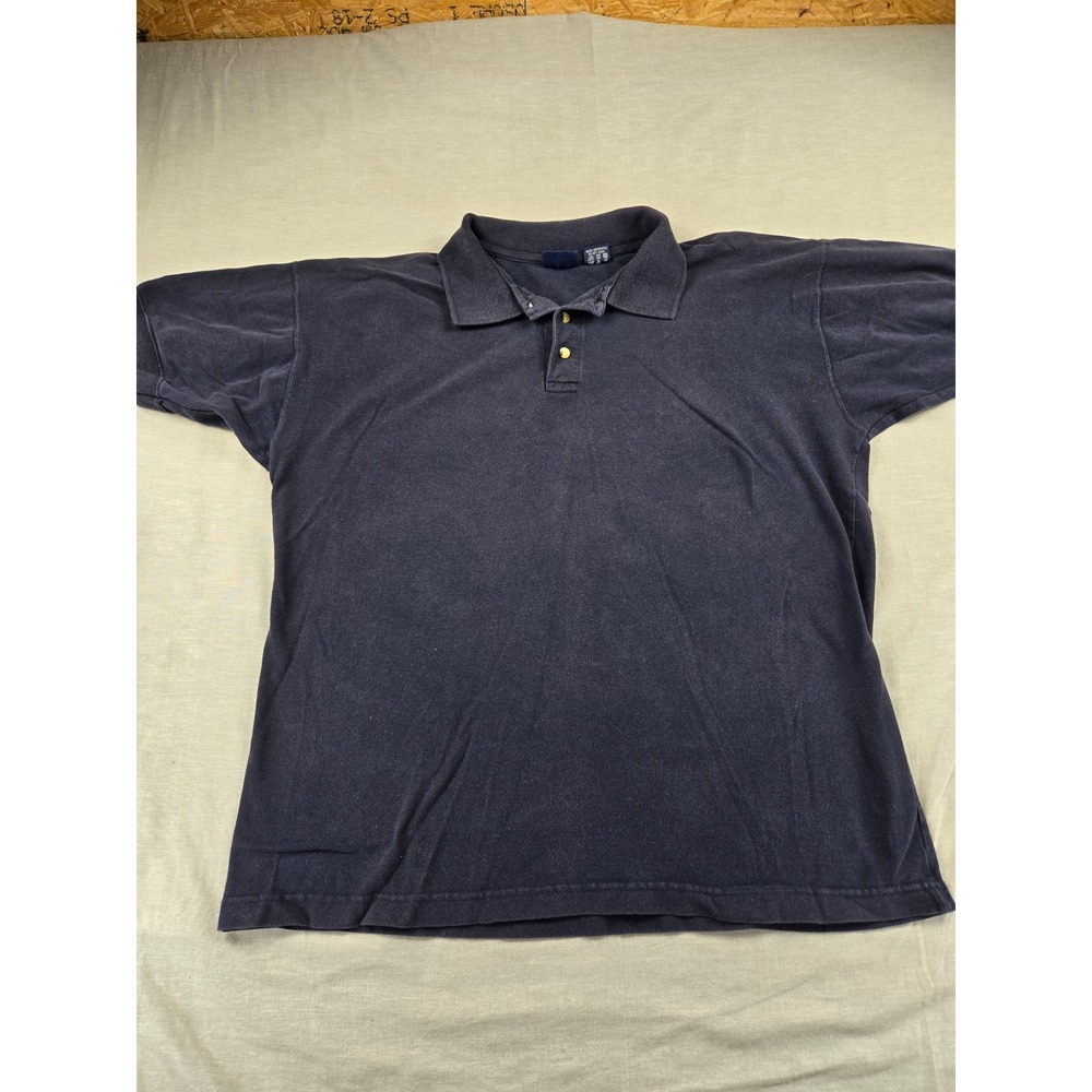 Fiori Mens Navy Blue 100% Cotton Short Sleeve Pique Polo Shirt Large